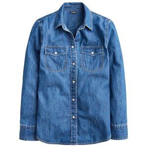 J.CREW WREN SLIM WESTERN CHAMBRAY DENIM SHIRT VILLERE WASH SIZE 00